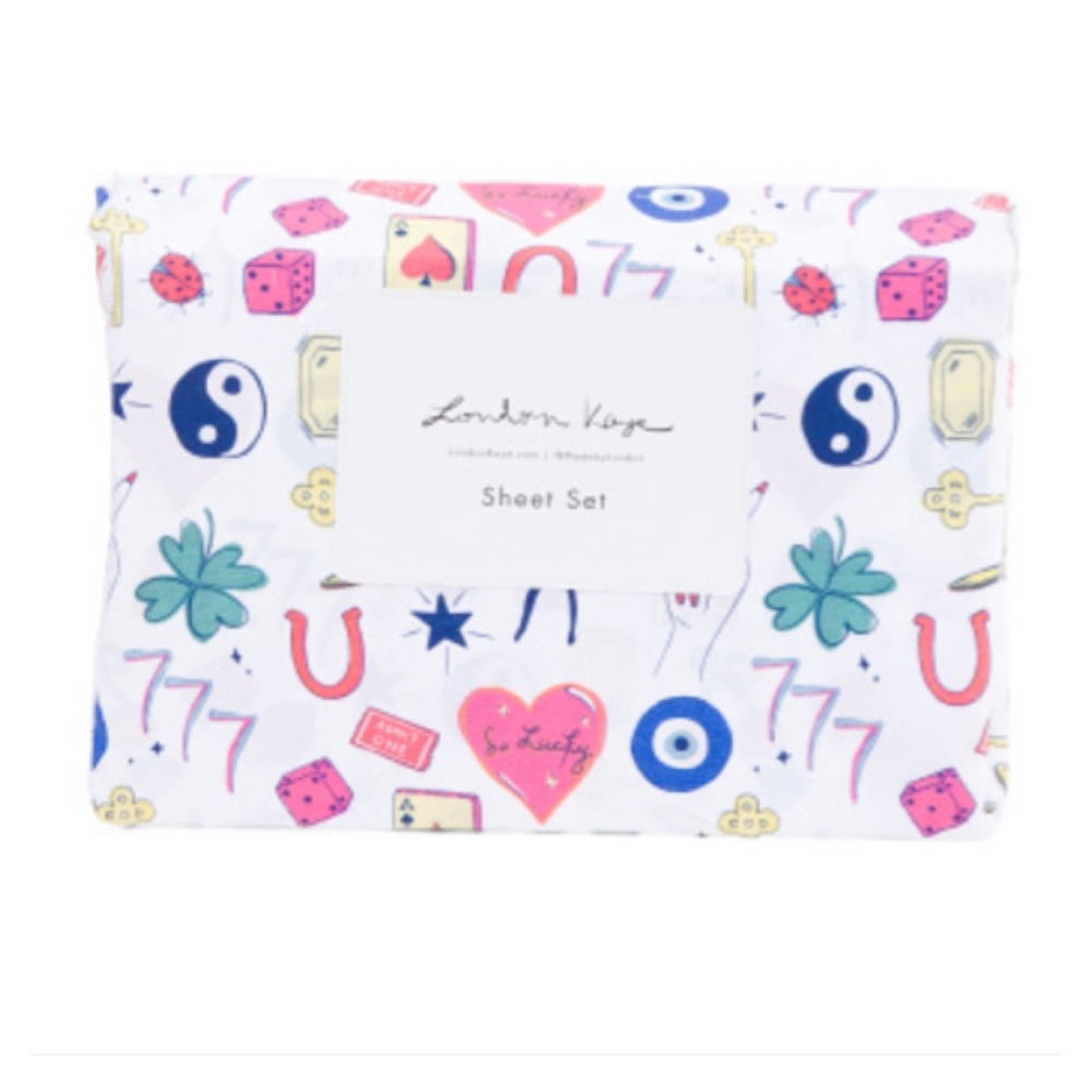 London Kaye brand ‘Lucky Girl' 4 Piece Queen Sheet Set! Brand New!